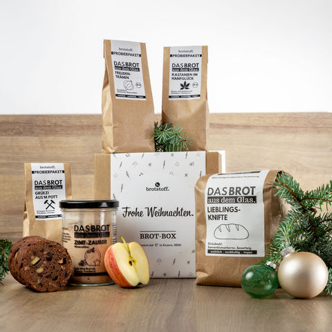 X-MAS: Servierbrett, breit, Mangoholz + Brot Box